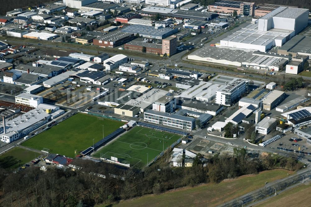 Pfungstadt aus der Vogelperspektive: Gewerbegebiet Gottlieb-Daimler-Straße - Robert-Bosch-Straße in Pfungstadt im Bundesland Hessen