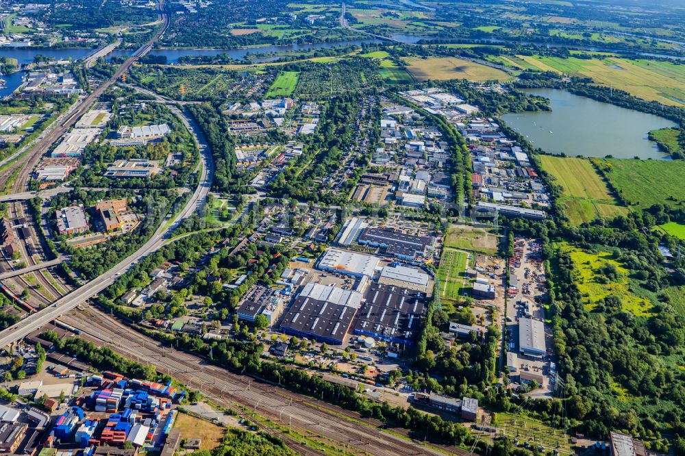 Hamburg aus der Vogelperspektive: Gewerbegebiet Großmoorbogengraben in Harburg in Hamburg