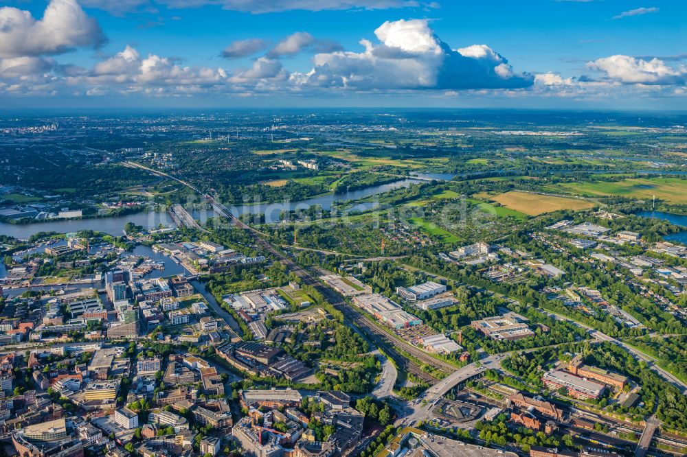 Hamburg aus der Vogelperspektive: Gewerbegebiet Großmoorbogengraben in Harburg in Hamburg