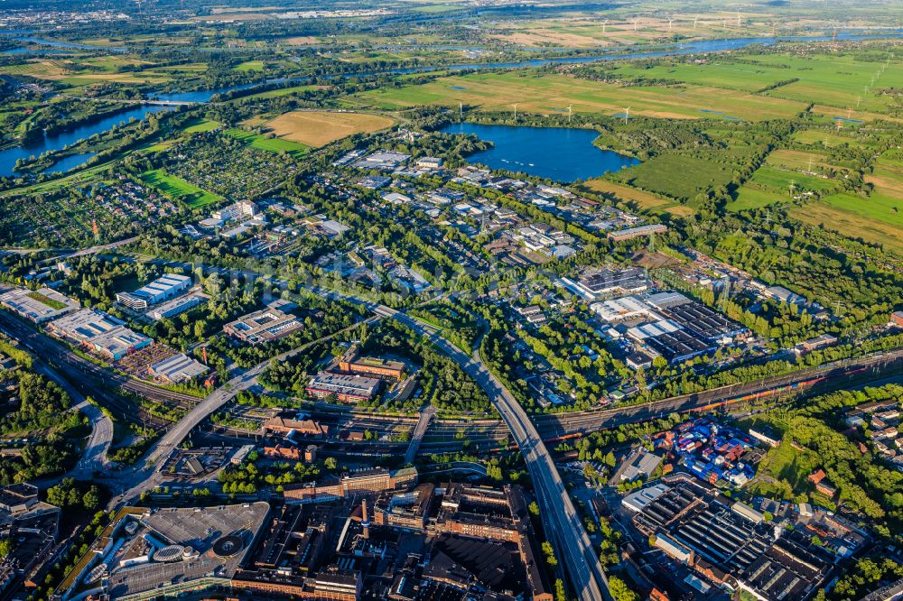 Hamburg von oben - Gewerbegebiet Großmoorbogengraben in Harburg in Hamburg