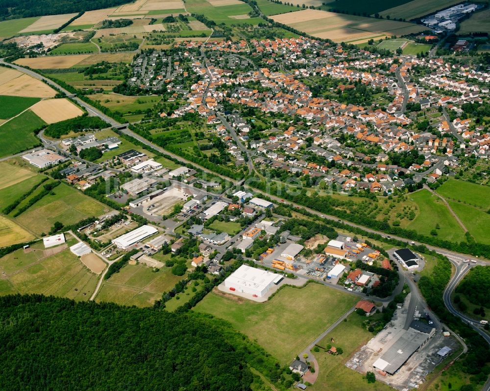 Fernwald aus der Vogelperspektive: Gewerbegebiet am Gutenbergring in Fernwald im Bundesland Hessen, Deutschland