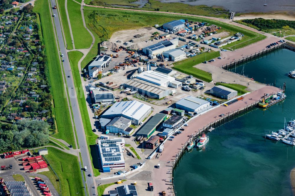 Luftaufnahme Norderney - Gewerbegebiet am Hafen in Norderney im Bundesland Niedersachsen, Deutschland