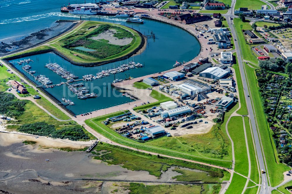 Norderney von oben - Gewerbegebiet am Hafen in Norderney im Bundesland Niedersachsen, Deutschland