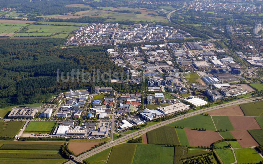 Luftaufnahme Freiburg - Gewerbegebiet Haid in Freiburg, Baden-Württemberg