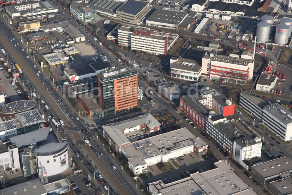 Luftaufnahme Frankfurt am Main - Gewerbegebiet an der Hanauer Landstraße in Frankfurt am Main im Bundesland Hessen