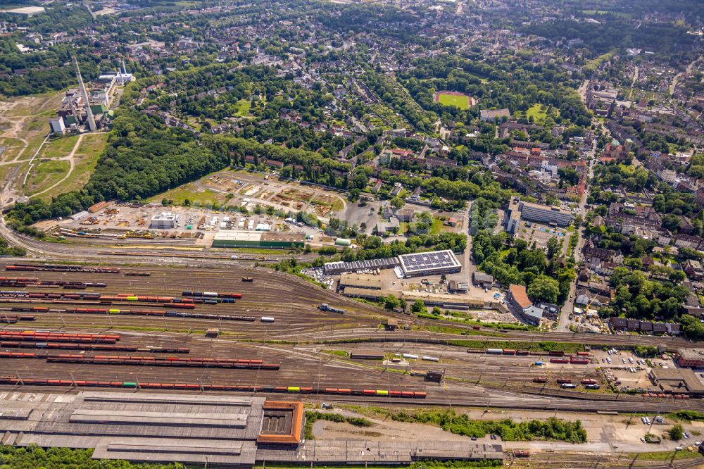 Luftbild Herne - Gewerbegebiet am Hauptbahnhof in Herne im Bundesland Nordrhein-Westfalen, Deutschland