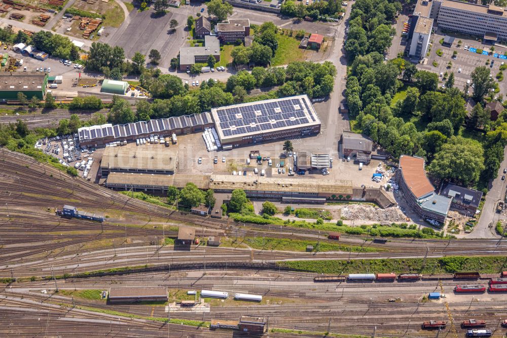 Luftaufnahme Herne - Gewerbegebiet am Hauptbahnhof in Herne im Bundesland Nordrhein-Westfalen, Deutschland