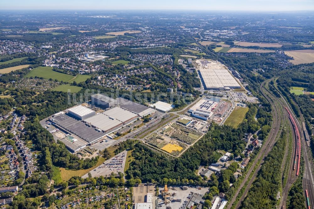 Bochum von oben - Gewerbegebiet an der Hauptstraße im Ortsteil Langendreer in Bochum im Bundesland Nordrhein-Westfalen, Deutschland