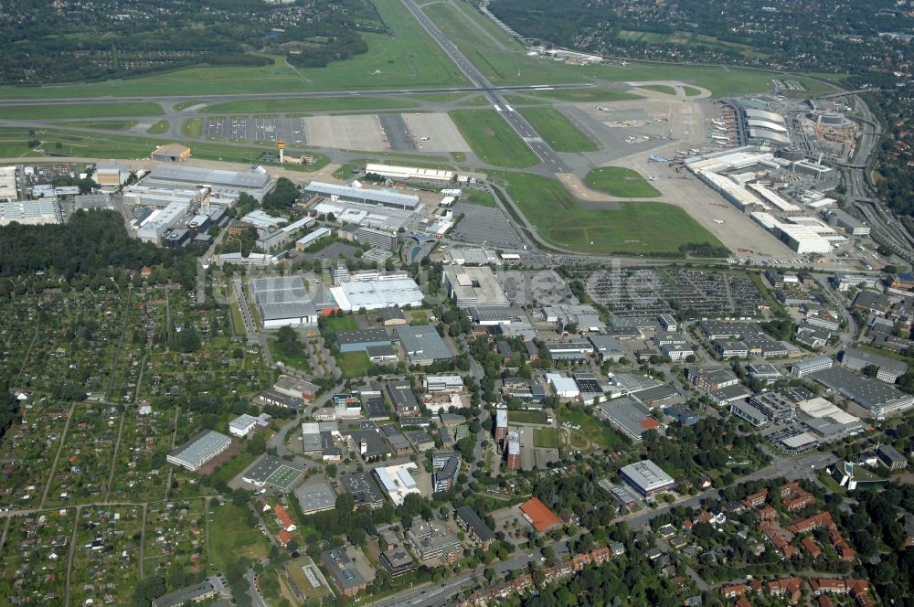 Hamburg von oben - Gewerbegebiet Hesselstücken - Obenhauptstraße - Alsterkrugchaussee im Ortsteil Groß Borstel in Hamburg, Deutschland