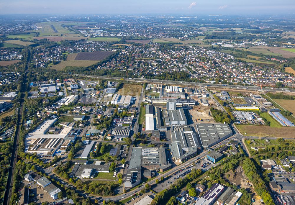 Unna aus der Vogelperspektive: Gewerbegebiet an der Hochstraße in Unna im Bundesland Nordrhein-Westfalen, Deutschland