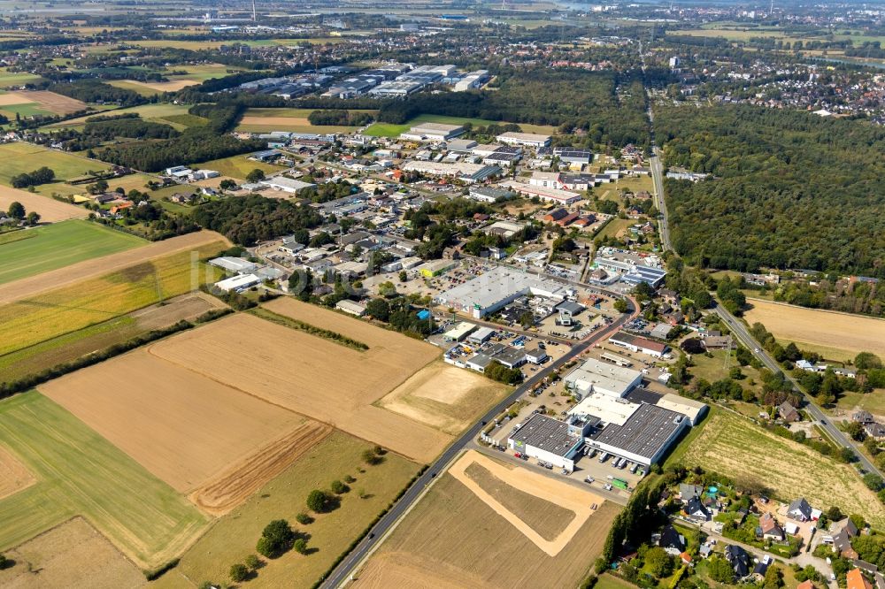 Kiwitt von oben - Gewerbegebiet Holthausen Kiwitt in Voerde im Bundesland Nordrhein-Westfalen, Deutschland