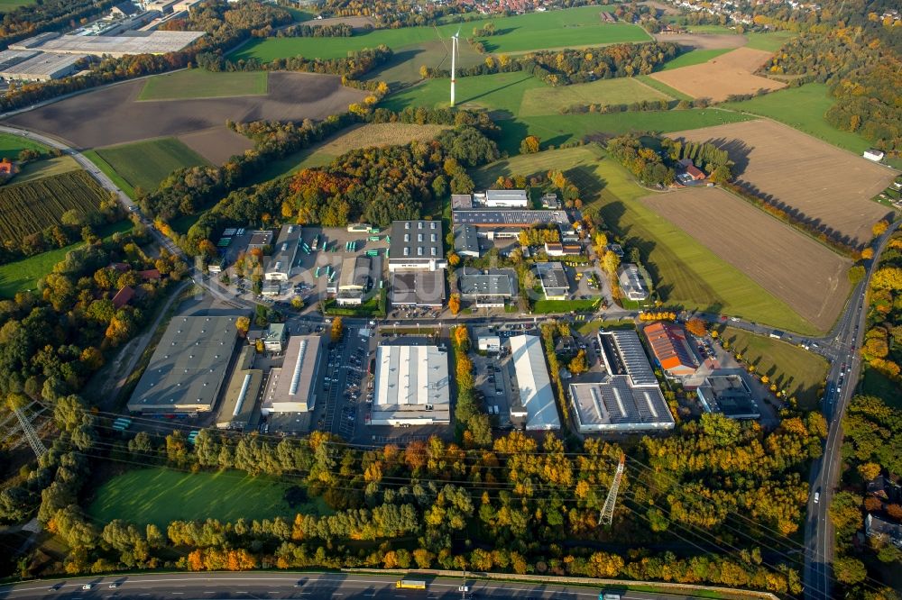 Gladbeck von oben - Gewerbegebiet Hornstraße im Westen von Ellinghorst im Bundesland Nordrhein-Westfalen