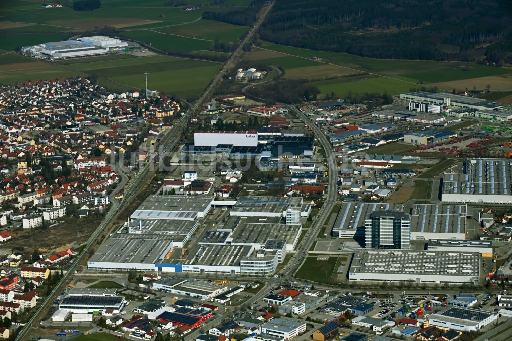 Mindelheim von oben - Gewerbegebiet Industrie- und Gewerbepark Unterallgäu in Mindelheim im Bundesland Bayern, Deutschland