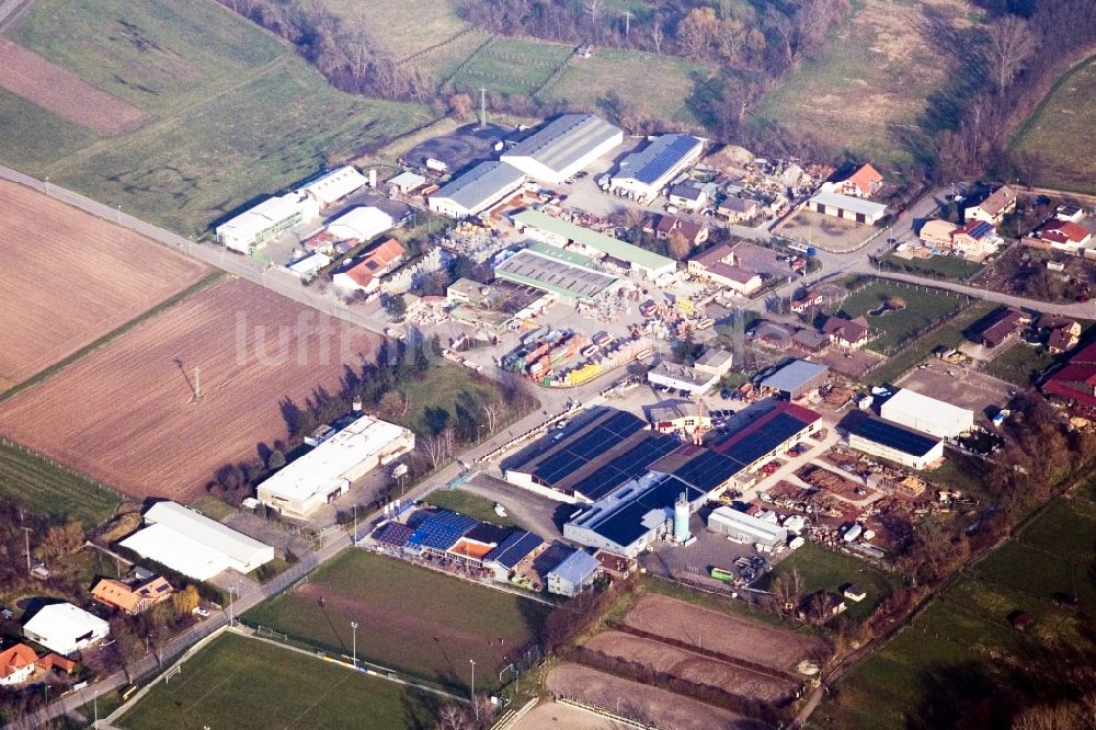 Billigheim-Ingenheim von oben - Gewerbegebiet Industriestraße im Ortsteil Billigheim in Billigheim-Ingenheim im Bundesland Rheinland-Pfalz