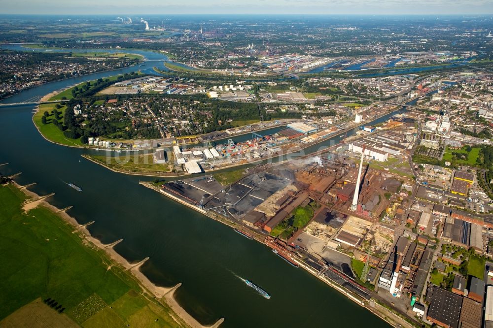 Luftaufnahme Duisburg - Gewerbegebiet Kasseler Feld am Ufer des Rhein in Duisburg im Bundesland Nordrhein-Westfalen