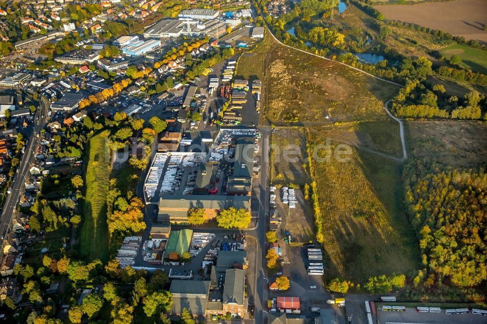 Werne von oben - Gewerbegebiet an der Lippestraße im Ortsteil Ruhr Metropolitan Area in Werne im Bundesland Nordrhein-Westfalen