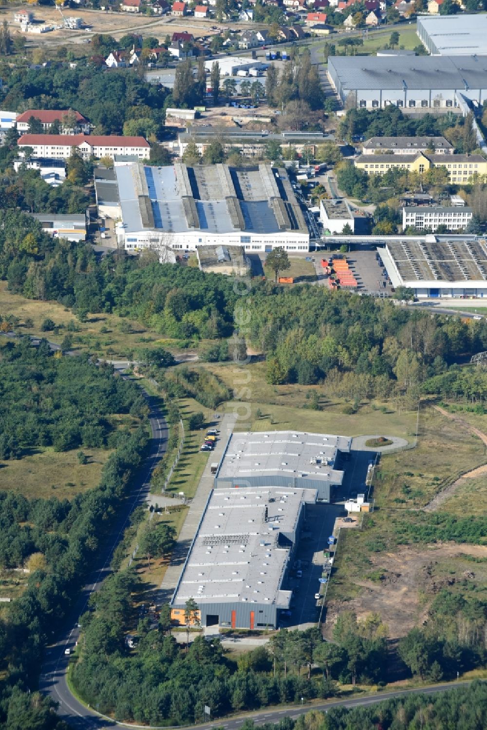 Luftaufnahme Fürstenwalde/Spree - Gewerbegebiet Lise-Meitner-Straße in Fürstenwalde/Spree im Bundesland Brandenburg, Deutschland