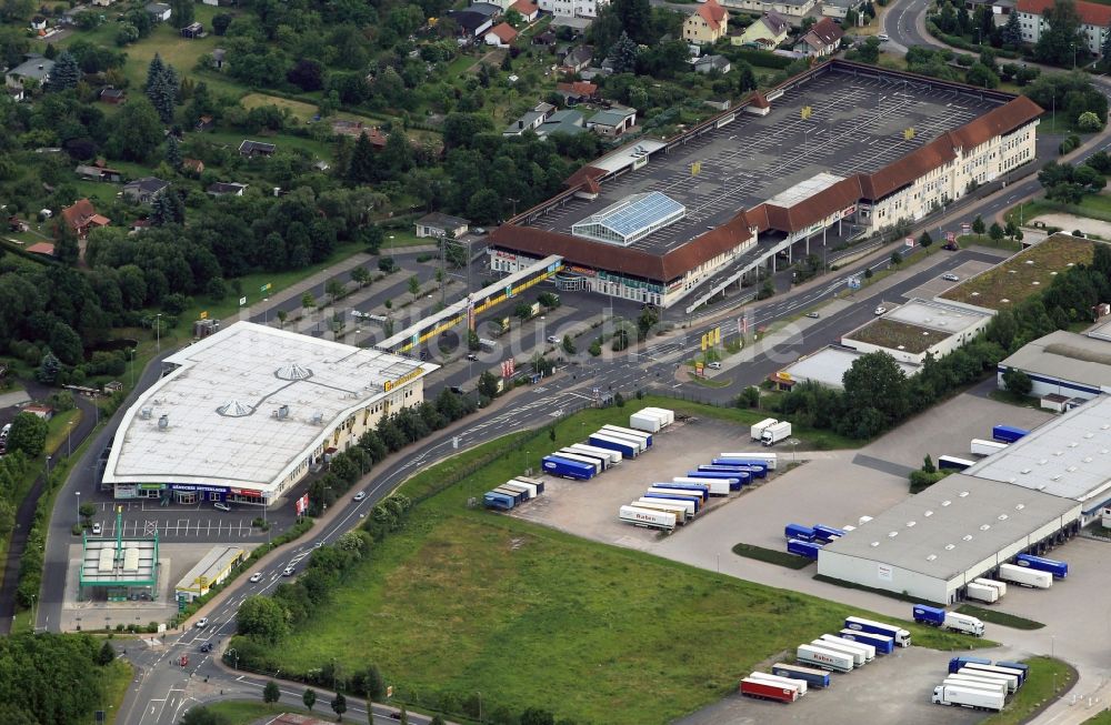 Luftaufnahme Eisenach - Gewerbegebiet mit Marktkauf-Supermarkt in der Mühlhäuser Straße in Eisenach im Bundesland Thüringen