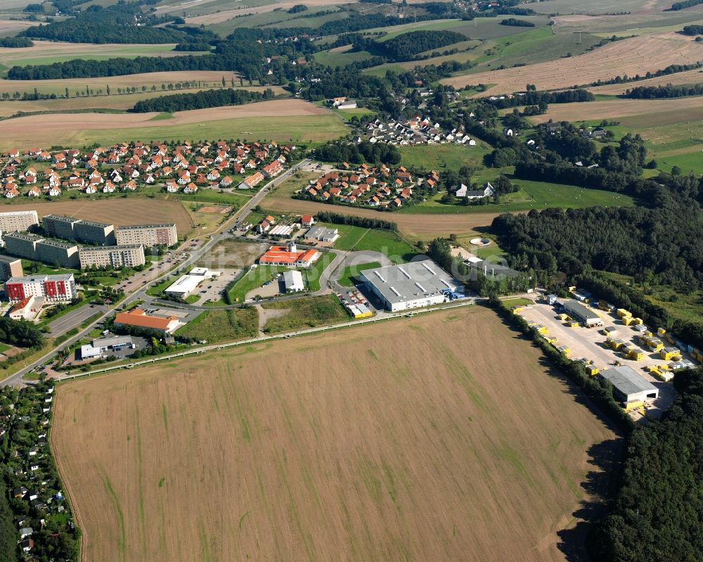 Frankenberg/Sa. aus der Vogelperspektive: Gewerbegebiet an der Mühlbacher Straße in Frankenberg/Sa. im Bundesland Sachsen, Deutschland