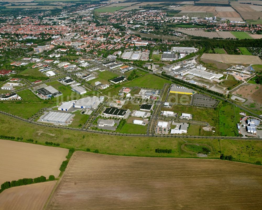 Mühlhausen/Thüringen aus der Vogelperspektive: Gewerbegebiet in Mühlhausen im Bundesland Thüringen, Deutschland