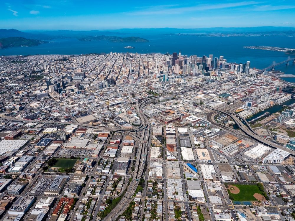 Luftbild San Francisco - Gewerbegebiet Mission District in San Francisco in Kalifornien, USA