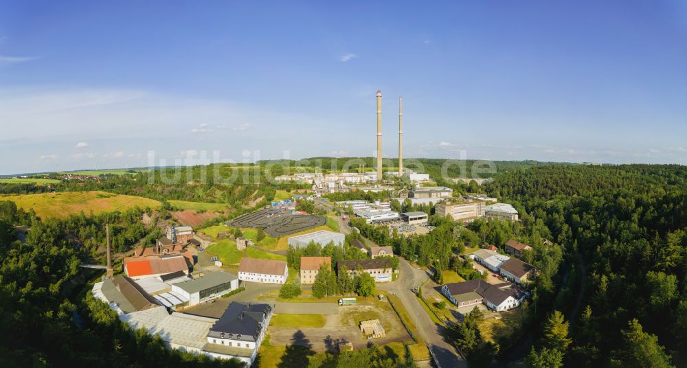 Freiberg von oben - Gewerbegebiet Muldenhütten in Freiberg im Bundesland Sachsen, Deutschland