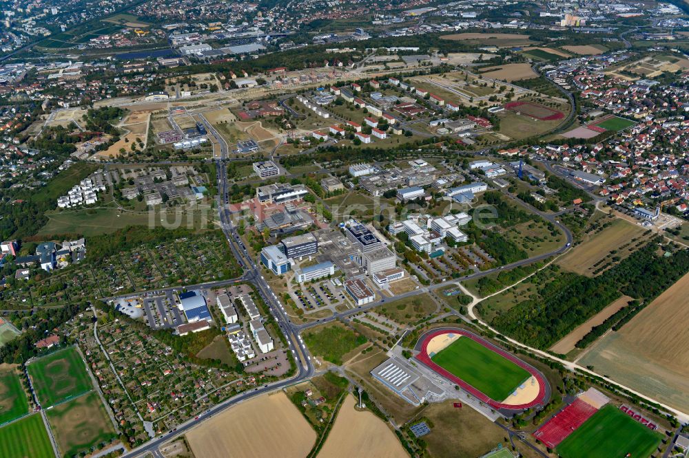 Würzburg aus der Vogelperspektive: Gewerbegebiet im Ortsteil Frauenland in Würzburg im Bundesland Bayern, Deutschland