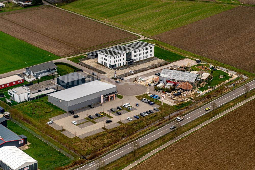 Luftbild Hohberg - Gewerbegebiet Ortsteil Hofweier West und Casamore Ristorante Mediterranea in Hohberg im Bundesland Baden-Württemberg, Deutschland