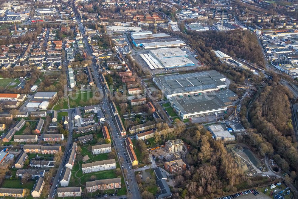 Luftaufnahme Essen - Gewerbegebiet im Ortsteil Vogelheim in Essen im Bundesland Nordrhein-Westfalen, Deutschland