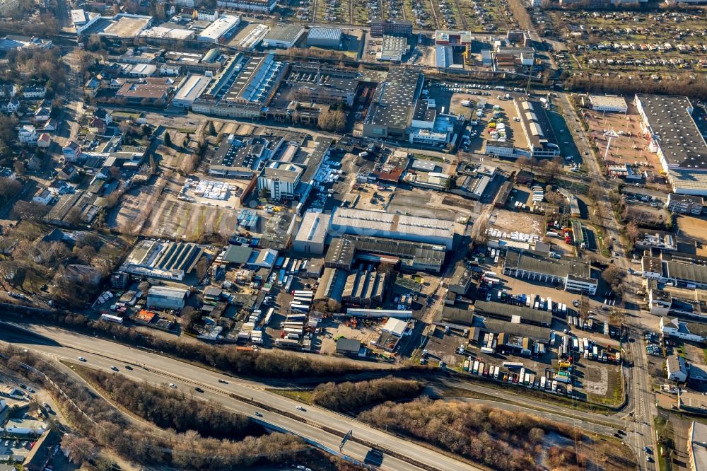 Dortmund von oben - Gewerbegebiet im Ortsteil Wambel in Dortmund im Bundesland Nordrhein-Westfalen, Deutschland