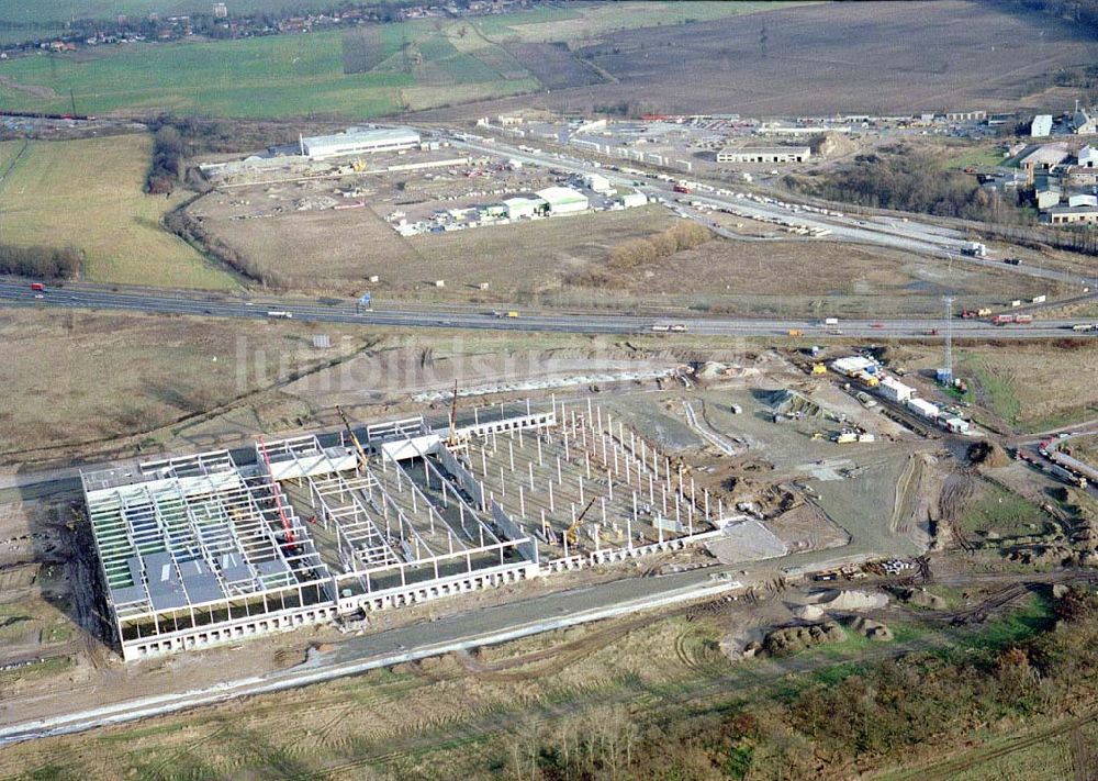 Berlin - Pankow von oben - Gewerbegebiet Pankow - Nord der BLEG an der gleichnamigen Autobahnabfahrt zum Berliner Ring.