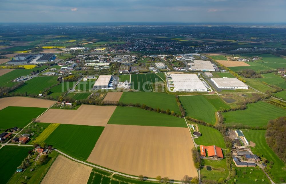 Rhynern aus der Vogelperspektive: Gewerbegebiet in Rhynern im Bundesland Nordrhein-Westfalen