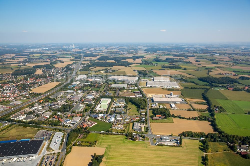 Rhynern aus der Vogelperspektive: Gewerbegebiet an der A2 in Rhynern im Bundesland Nordrhein-Westfalen