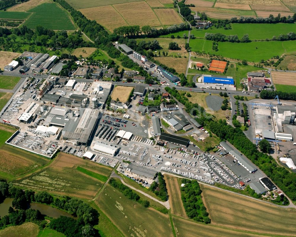 Luftbild Heuchelheim - Gewerbegebiet an der Rodheimer Straße in Heuchelheim im Bundesland Hessen, Deutschland