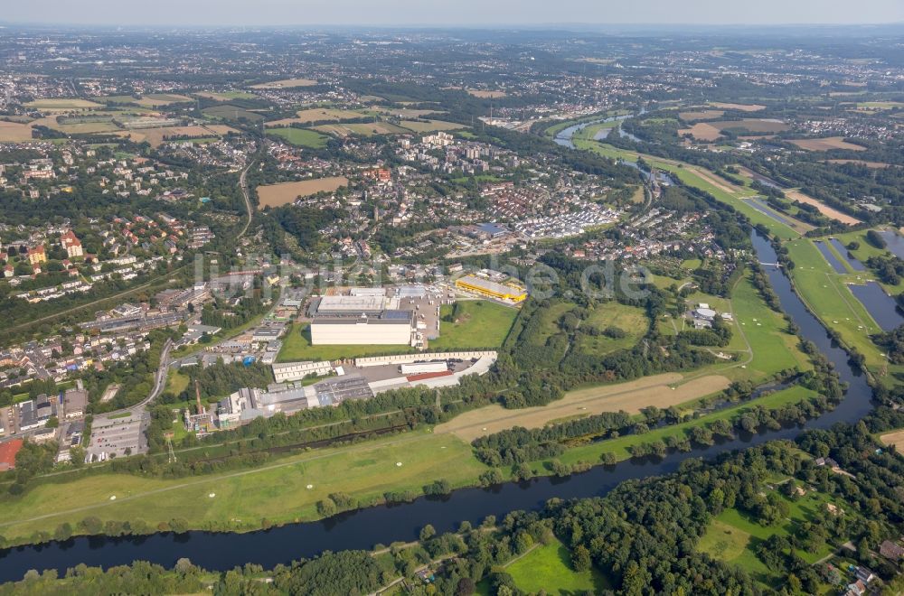 Luftaufnahme Essen - Gewerbegebiet rund um die Dahlhauser Str., die Ruhrau und die Horster Straße in Essen im Bundesland Nordrhein-Westfalen, Deutschland