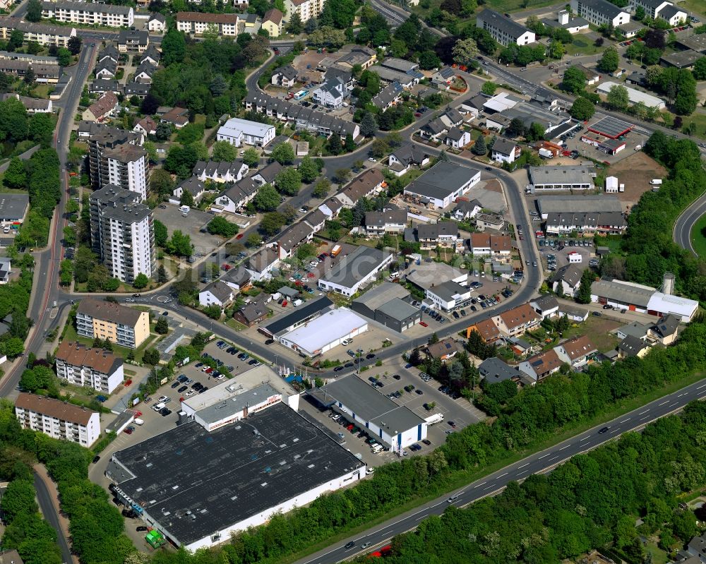 Andernach aus der Vogelperspektive: Gewerbegebiet im Süden von Andernach im Bundesland Rheinland-Pfalz