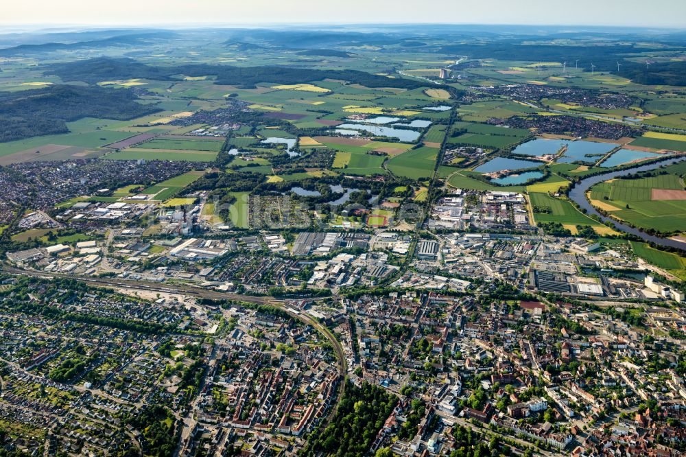 Hameln von oben - Gewerbegebiet Südstadt in Hameln im Bundesland Niedersachsen, Deutschland