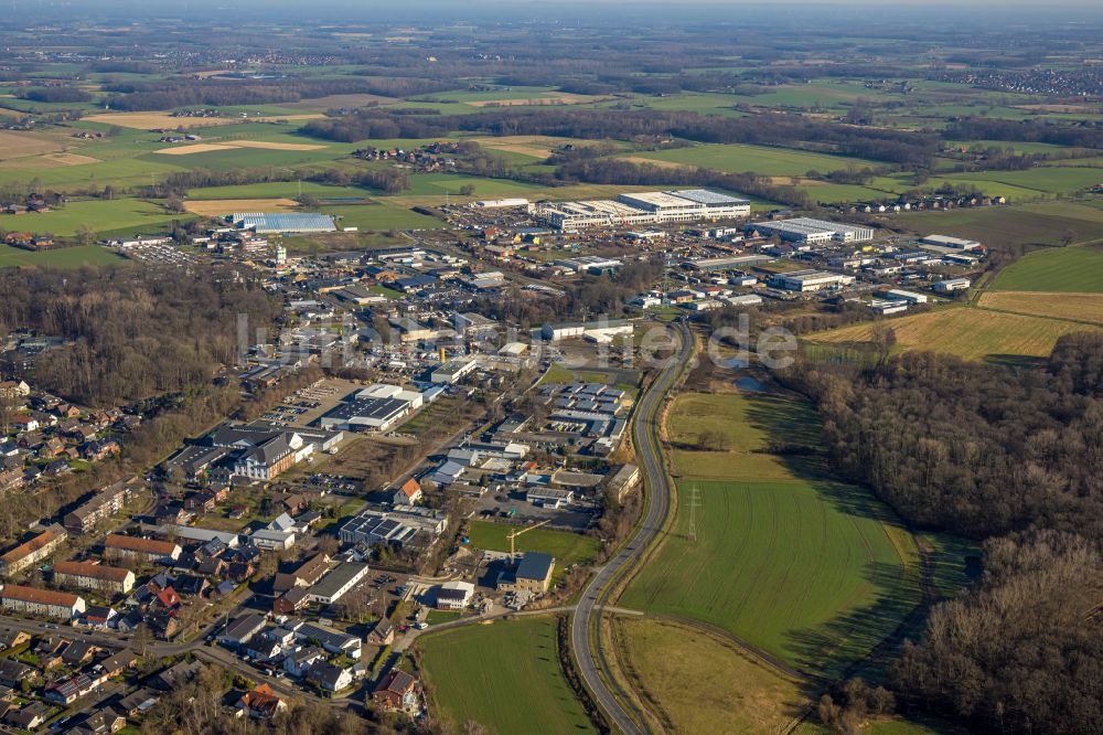 Selm aus der Vogelperspektive: Gewerbegebiet in Selm im Bundesland Nordrhein-Westfalen, Deutschland