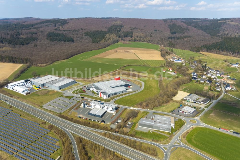 Luftaufnahme Meschede - Gewerbegebiet an der Steinwiese in Meschede im Bundesland Nordrhein-Westfalen, Deutschland