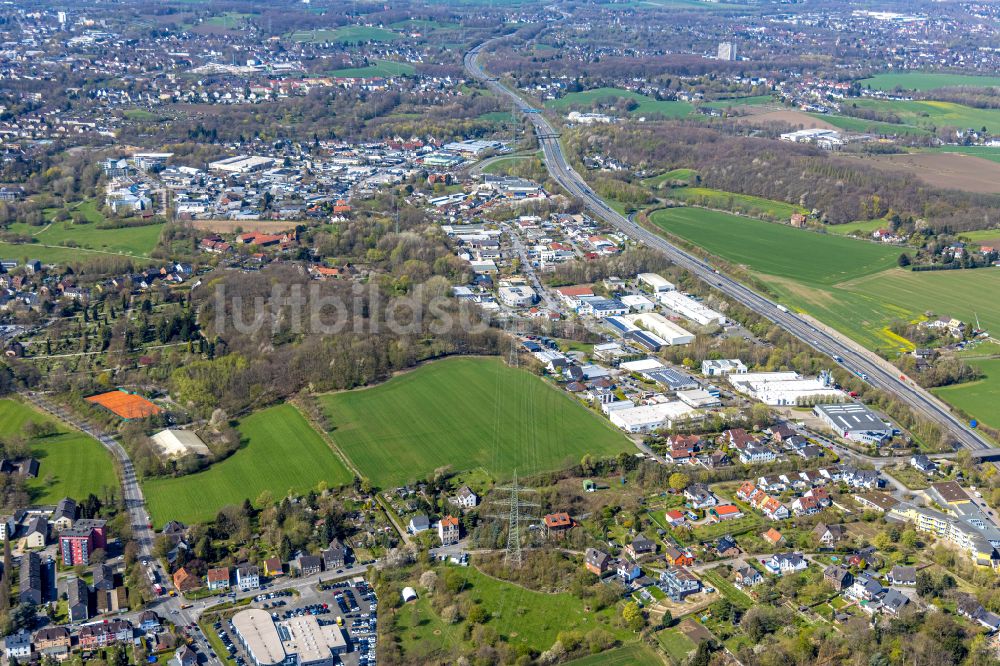 Wullen von oben - Gewerbegebiet an der Straße Wullener Feld in Wullen im Bundesland Nordrhein-Westfalen, Deutschland