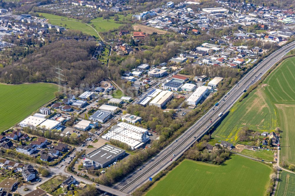 Luftbild Wullen - Gewerbegebiet an der Straße Wullener Feld in Wullen im Bundesland Nordrhein-Westfalen, Deutschland