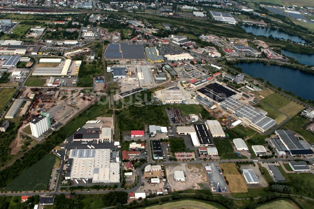 Nordhausen von oben - Gewerbegebiet Sundhausen in Nordhausen im Bundesland Thüringen