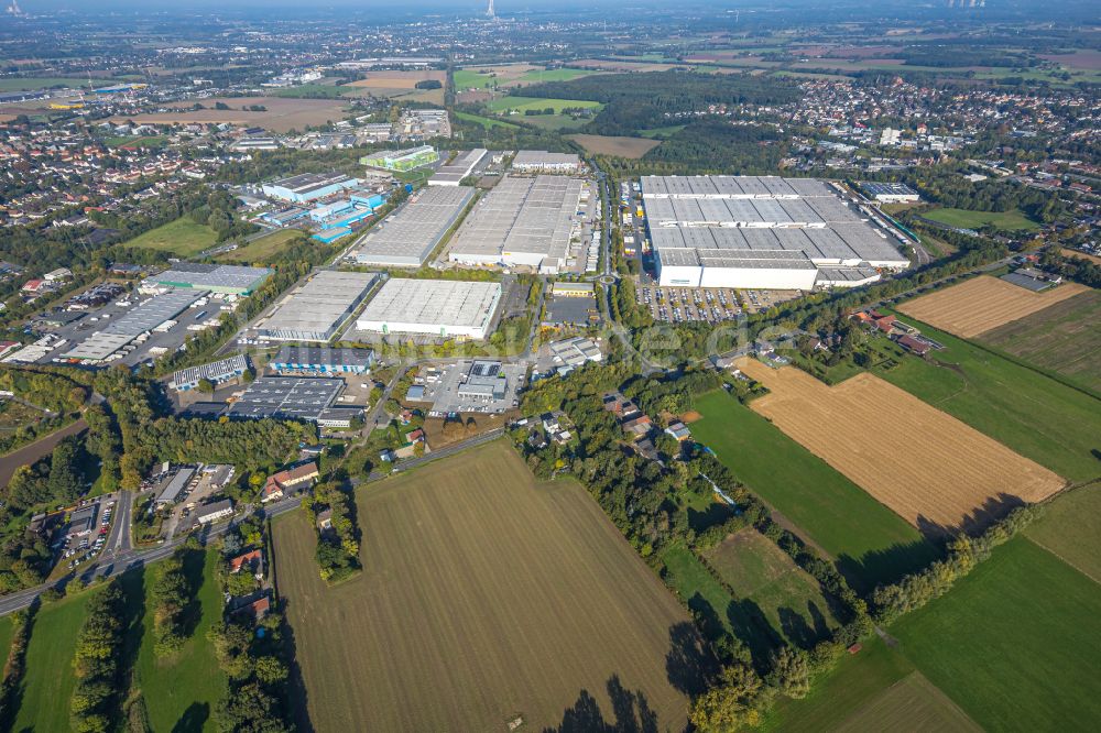 Unna aus der Vogelperspektive: Gewerbegebiet in Unna im Bundesland Nordrhein-Westfalen, Deutschland