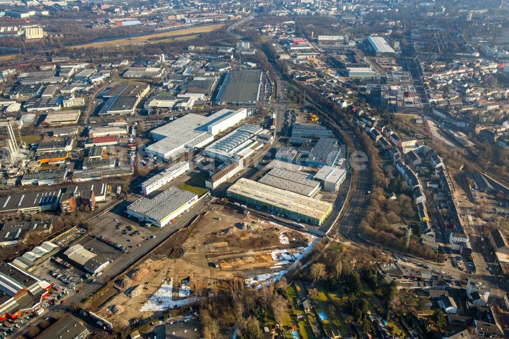 Mülheim an der Ruhr von oben - Gewerbegebiet an der Weseler Straße in Mülheim an der Ruhr im Bundesland Nordrhein-Westfalen, Deutschland