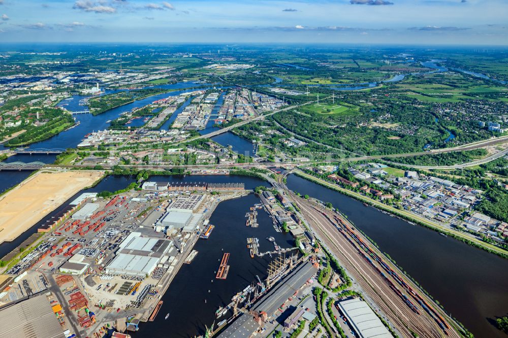 Hamburg von oben - Gewerbegebiet in Wilhelmsburg Stenzelring in Hamburg, Deutschland