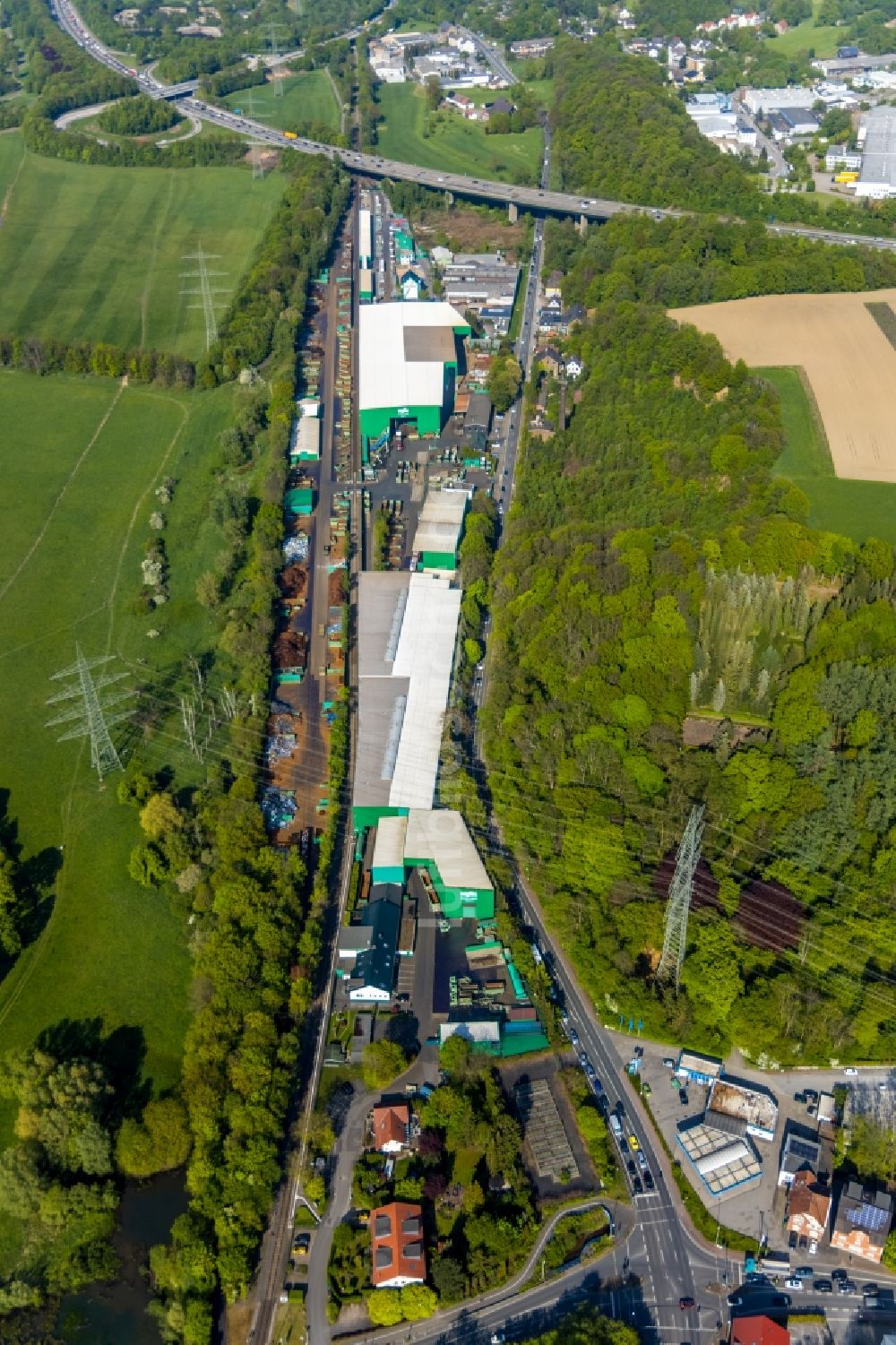 Luftaufnahme Witten - Gewerbegebiet Wittener Straße zwischen Im Hammertal und Kämpenstraße im Ortsteil Buchholz in Witten im Bundesland Nordrhein-Westfalen, Deutschland