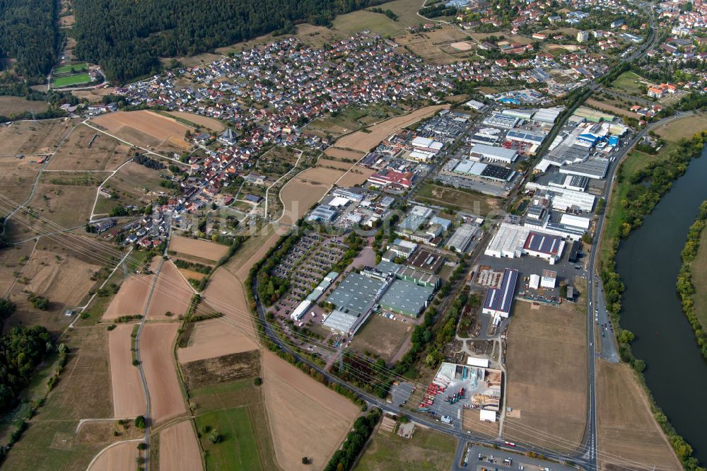 Wombach von oben - Gewerbegebiet in Wombach im Bundesland Bayern, Deutschland