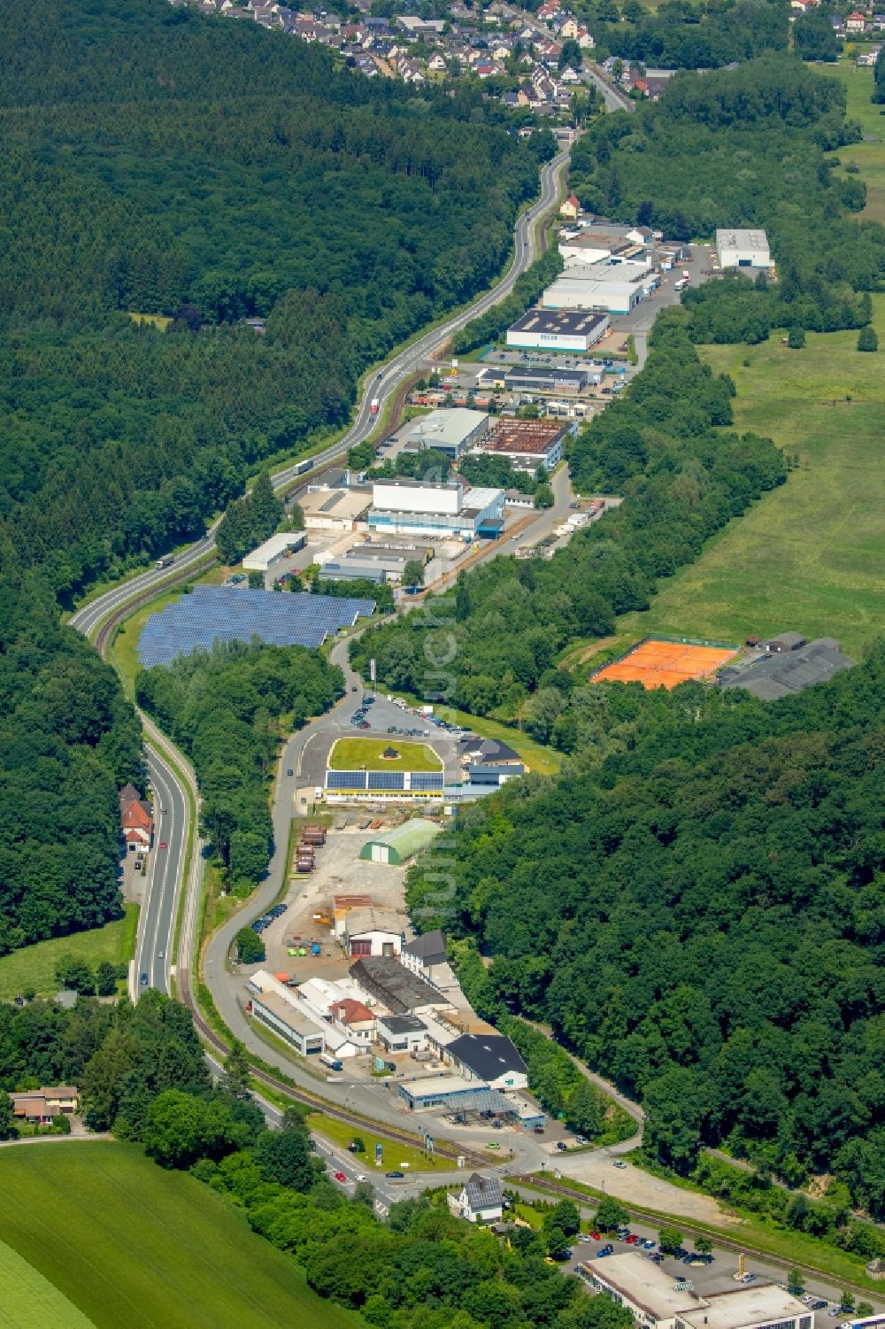 Luftbild Warstein - Gewerbegebiet zwischen der Straße Zum Puddelkammer und Belecker Landstraße (B55) in Warstein im Bundesland Nordrhein-Westfalen