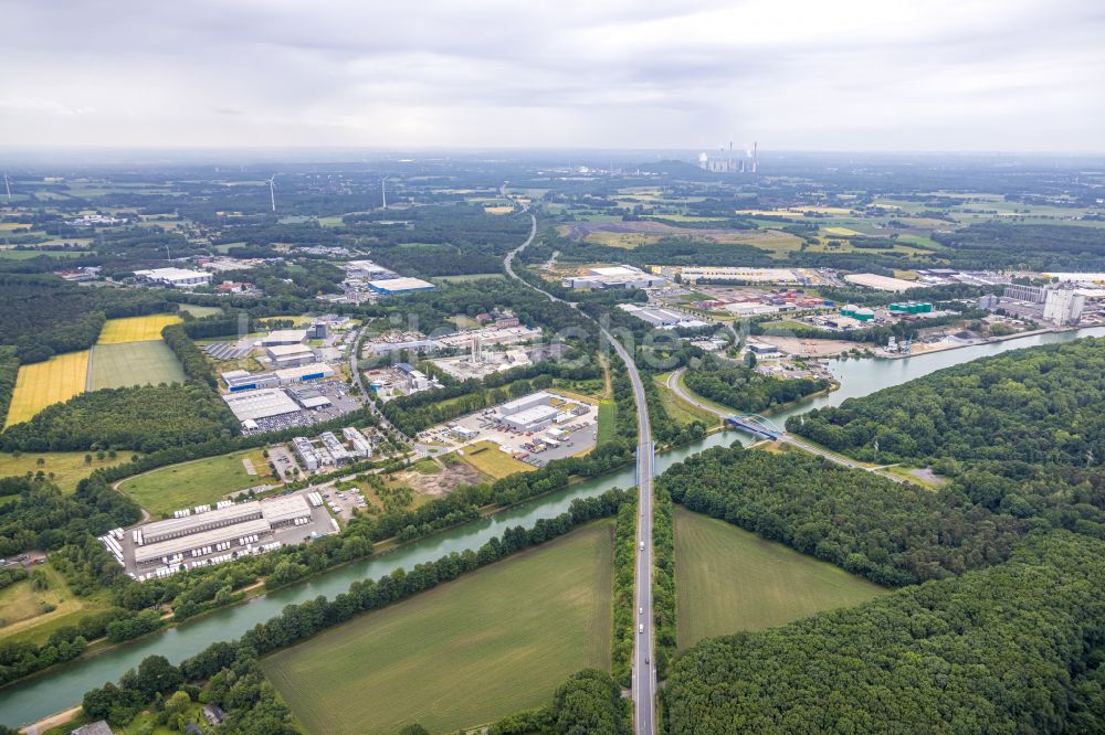 Luftaufnahme Dorsten - Gewerbegebiete an der Harvester Straße in Dorsten im Bundesland Nordrhein-Westfalen, Deutschland