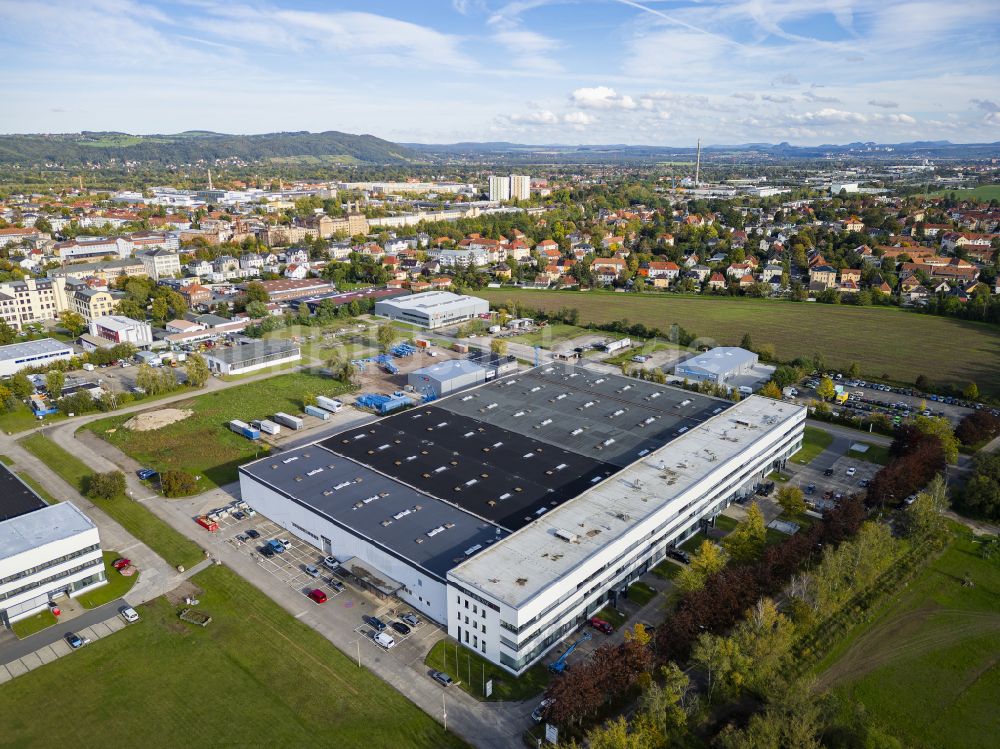 Dresden von oben - Gewerbegeiet Niedersedlitz in Dresden im Bundesland Sachsen, Deutschland